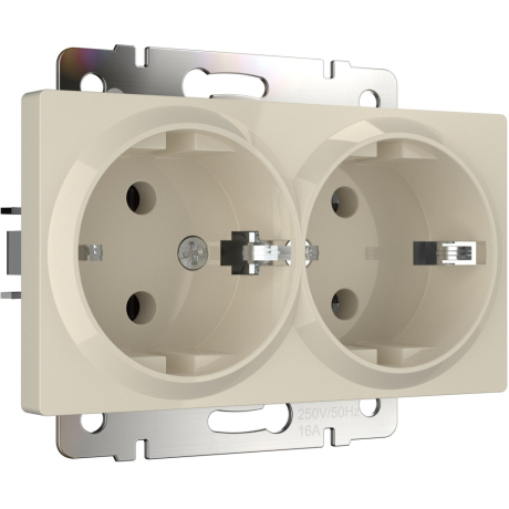 Розетка двойная с заземлением, без рамки Werkel слоновая кость W1172003