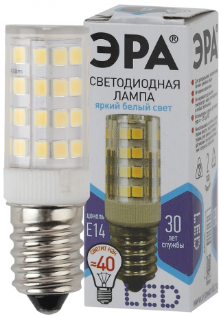 Лампа светодиодная ЭРА E14 5W 4000K прозрачная LED T25-5W-CORN-840-E14 Б0033031 