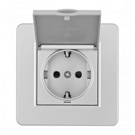 Розетка с заземлением и шторкой, с крышкой Arte Milano SET16-1 SET16-1-41-1 silver 