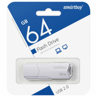 Флеш-диск 64 GB SMARTBUY Clue, USB 2.0, белый, SB64GBCLU-W (513789)