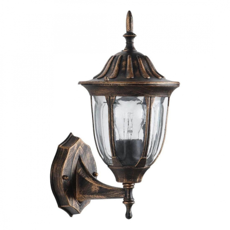 Светильник садово-парковый Feron PL6301 шестигранный на стену вверх 60W E27 230V, черное золото 11897