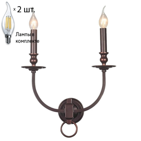 Бра Crystal Lux с лампочками Suerte Brown AP2+Lamps E14 Свеча 