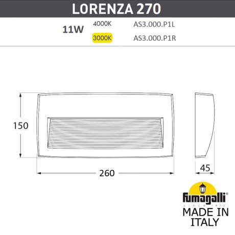 Светильник для подсветки лестниц накладной Fumagalli Lorenza 270 AS3.000.000.AXP1L