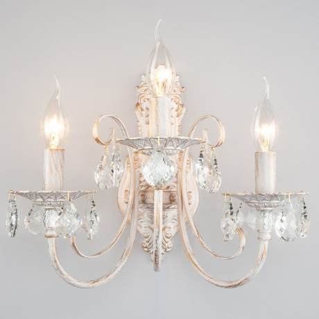 Бра Eurosvet Alda 3305/3  белый с золотом/прозрачный хрусталь Strotskis 