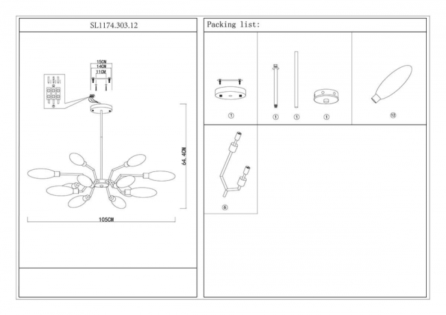 Люстра на штанге ST-Luce DESIMA SL1174.303.12 