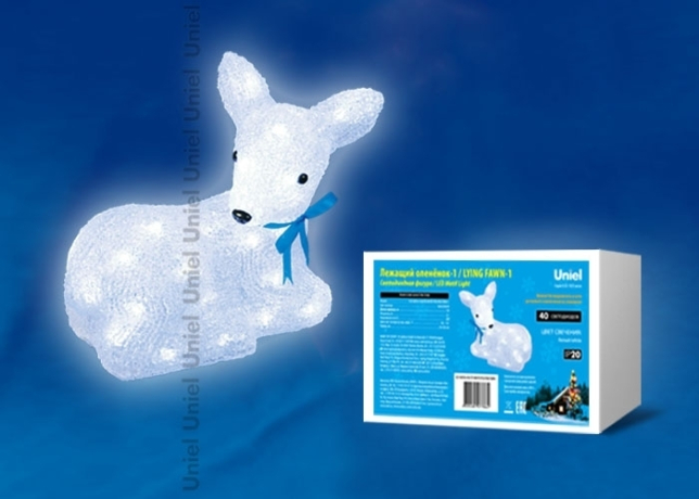 Фигурка светодиодная «Лежащий оленёнок-1» 26x29см Uniel ULD-M2926-040/STA 11031 