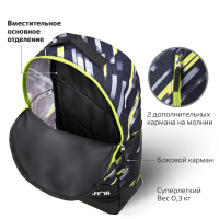 Нарушена упаковка!  <371106> Рюкзак STAFF STRIKE универсальный, 3 кармана, черно-салатовый, 45х27х12 см, 270783 (270783)