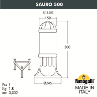 Садовый светильник-столбик Fumagalli SAURO 500 D15.553.000.WYE27