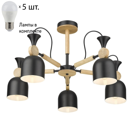 Люстра на штанге с лампочками Velante 225-023-05+Lamps E27 P45 