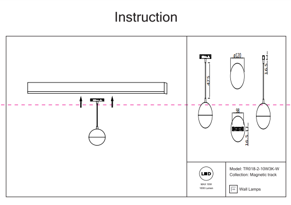 Подвесной светильник Maytoni Technical Kiat TR018-2-10W3K-W 