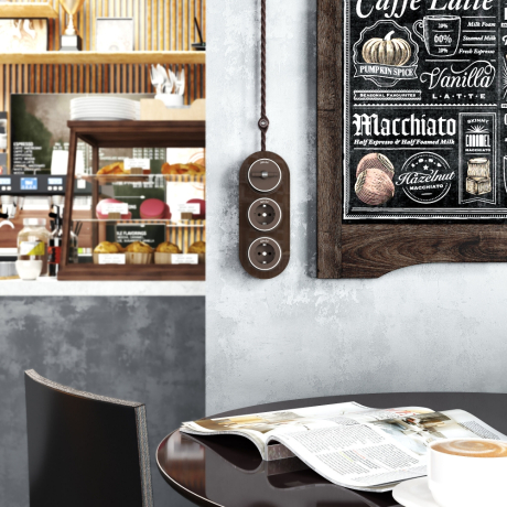 Выключатель двухклавишный с корпусом Werkel Vintage (мокко матовый/хром) W5822052