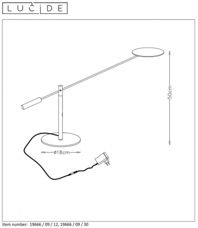 Настольная лампа Lucide Anselmo 19666/09/30 