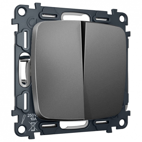 Выключатель перекрестный двухклавишный без рамки Ambrella Volt OMEGA MO653030