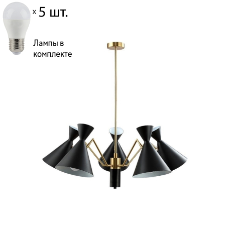 Подвесная люстра Joven Crystal Lux с лампочками JOVEN SP5 GOLD/BLACK+Lamps E27 P45 