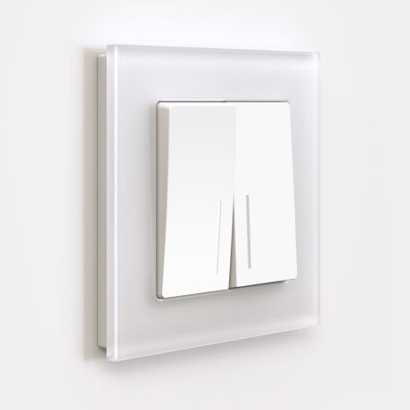 Выключатель двухклавишный с подсветкой без рамки Werkel белый матовый W1120161