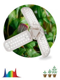 Фитолампа для растений светодиодная ЭРА FITO-24W-Ra90-E27-FOLD 3-х лепестковая полного спектра 24 Вт Е27 Б0057285