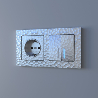 Выключатель проходной двухклавишный с подсветкой без рамки Werkel Hammer серебряный W1222106