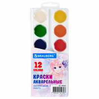 Набор из 10 шт, Краски акварельные BRAUBERG 12 цветов "Аниме", медовые, круглые кюветы, 192552