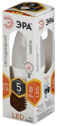 Лампа светодиодная ЭРА E14 5W 2700K матовая LED B35-5W-827-E14 Б0018871