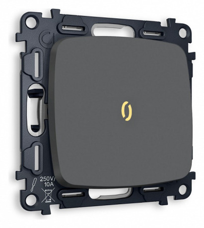 Выключатель одноклавишный с подсветкой без рамки Ambrella Volt OMEGA MO902010