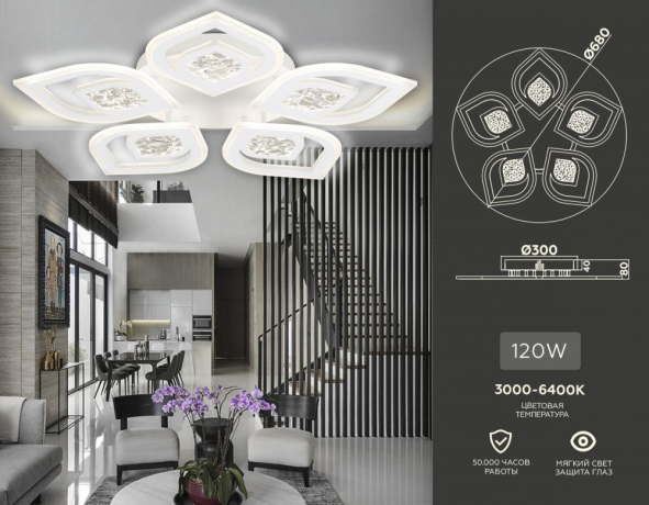 Потолочная диммируемая люстра с пультом ДУ Ambrella light Original FA4292 