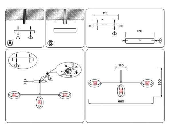 Потолочный светильник с лампочками Ambrella light TR8229+Lamps 