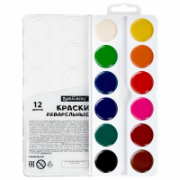 Набор из 10 шт, Краски акварельные BRAUBERG 12 цветов "Кот-Энтузиаст", медовые, круглые кюветы, 192553