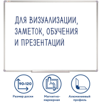 Доска магнитно-маркерная 90х120 см, алюминиевая рамка, ГАРАНТИЯ 10 ЛЕТ, STAFF, 235463 (235463)