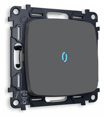 Выключатель одноклавишный с подсветкой без рамки Ambrella Volt OMEGA MO902020