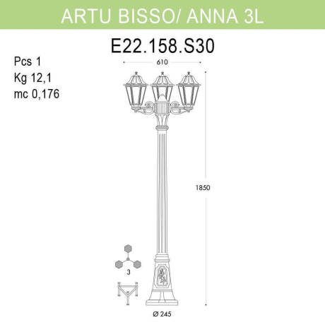 E22.158.S30.AYF1R Фонарный столб Fumagalli Artu Bisso/Anna