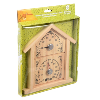 Нарушена упаковка.  <297030> Термометр с гигрометром Банная станция "Домик" 23,6х22х2,5 см для бани и сауны / 4 18023