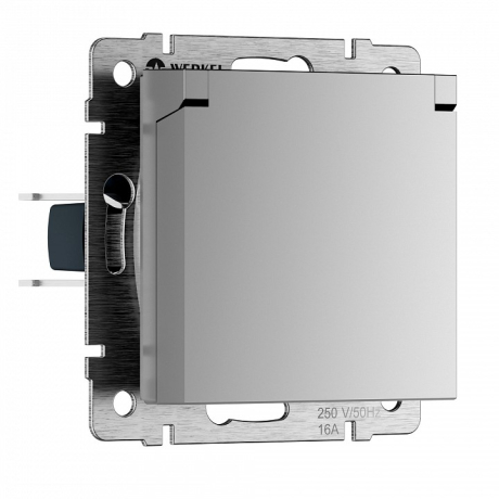 Розетка с заземлением и со шторкой, без рамки с крышкой Werkel  W1171206 