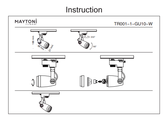 Однофазный светильник для трека Maytoni Track TR001-1-GU10-W 