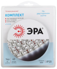 5050kit-14,4-60-12-IP20-6500-5m  ЭРА Комплект светодиодной ленты 5050kit-14,4-60-12-IP20-6500-5m Б0043065