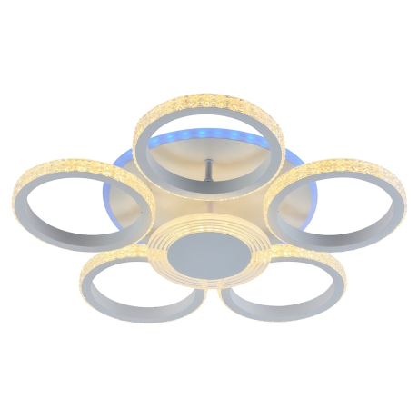 Витринный образец!  <373581> Светодиодная диммируемая люстра с ПДУ Profit Light 5883/5+1 WHT 102W+8W RGB