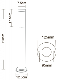 Уличный фонарный столб Arte Lamp Salire A3157PA-1SS