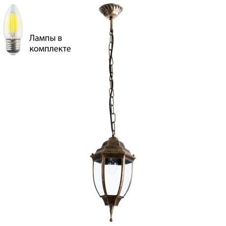 Уличный подвесной светильник с лампочкой Arte lamp A3151SO-1BN+Lamps