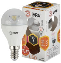 Светодиодная лампа Е14 7W 2700К (теплый) Эра LED P45-7W-827-E14-Clear (Б0017241)