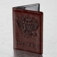 Нарушена упаковка!  <289003> Обложка для паспорта STAFF, полиуретан под кожу, "ГЕРБ", коричневая,  237604