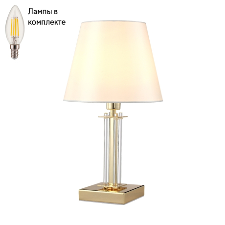 Настольная лампа в комплекте с лампочкой  CRYSTAL LUX NICOLAS LG1 GOLD/WHITE+Lamps 