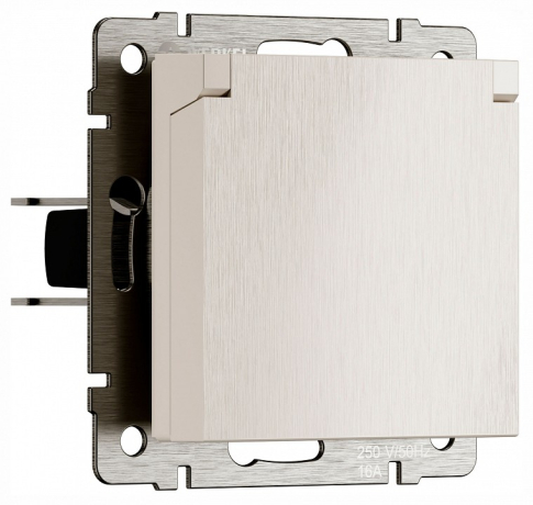 Розетка влагозащищенная с заземлением и со шторкой, без рамки с крышкой Werkel перламутровый рифленый W1171213