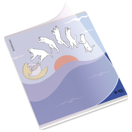 Нарушена упаковка!  <797132> Тетрадь обложка пластик, А5, 48 л., скоба, клетка, ERICH KRAUSE, "Cat Day" (микс в спайке), 54159 (405267)