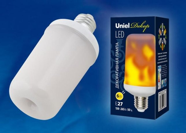 Светодиодная лампа E27 6W Uniel LED-L60-6W-FLAME-E27-FR PLD01WH (UL-00003360) 