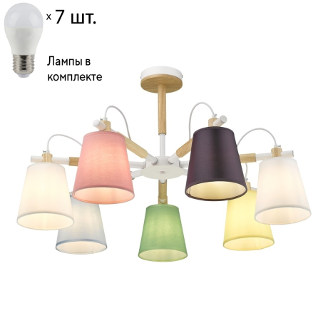 Люстра на штанге с лампочками Velante 226-003-07+Lamps E27 P45 