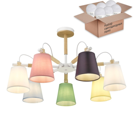 Люстра на штанге с лампочками Velante 226-003-07+Lamps E27 P45 