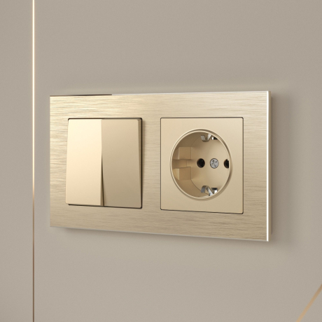 Выключатель  двухклавишный (шампань) Werkel W1120011