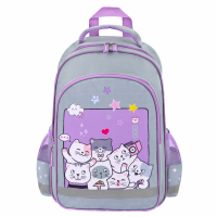 Нарушена упаковка! <796355> Рюкзак ПИФАГОР SCHOOL, 1 отделение, 3 кармана, "Cats selfie", 38x28х14 см, 273165