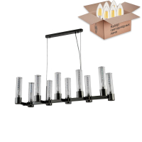 Подвесная люстра Crystal Lux с лампочками OTONO SP10 L980 BLACK CHROMIUM/TRANSPARENTE+Lamps E14 Свеча