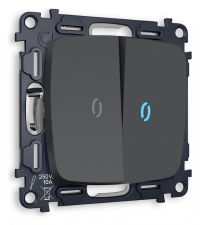 Выключатель двухклавишный с подсветкой без рамки Ambrella Volt OMEGA MO904020