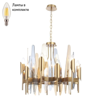 Люстра подвесная с лампочками CRYSTAL LUX Casa SP-PL12 Brass+Lamps